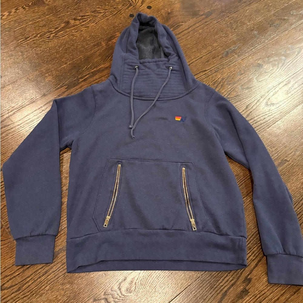 Aviator Nation Ninja Pullover Hoodie-Navy Size Medium